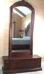 Henredon Ornate Carved Frame Large Dressing Mirror On Wood Stand