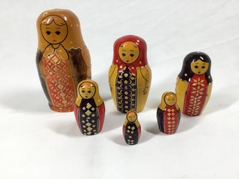 Vintage Hand Painted Nesting Dolls - See Photos For Condition