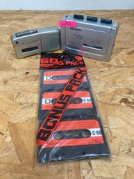Vintage Memorex Cassette Player, GE Mini Tape Player &  Pack Of Cassette Tapes