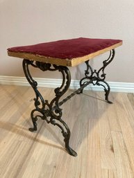 Vintage Cast Iron Table Base With Wooden Top