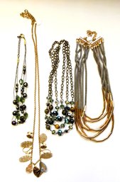 Assorted Gold & Silver Necklaces & Multi Glass Beads