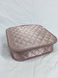 Vintage Pink Quilted Satin Box With Lid