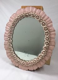 Vintage Pink Molded Rosebud Wall Mirror