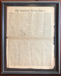 Framed July 12, 1876 The New York Weekly Times With Headline General Custer's Last Fight