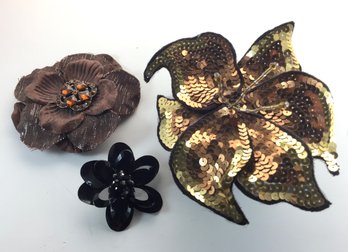 3 Floral Brooches