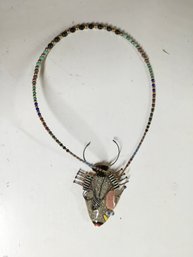 Artisan Made Fused Glass Fish Necklace With Beaded Strand