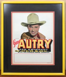 Wonderful Original Gene Autry, Promotional Cardboard Table Display, Framed & Unused