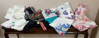 Large Assortment Of Colorful  Vintage Table Cloths & Napkins