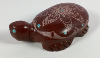 Daphne Neha Signed Carved Red Stone Turtle Zuni NM