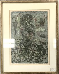 WILLIAM NELSON (BILL) COP American 1919-1996- Untitled (Seated Woman) Pencil Signed Color Lithograph