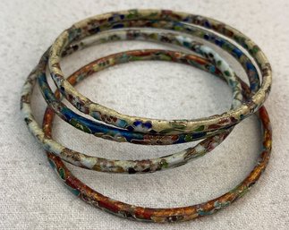 Vintage Cloisonne Multi Colored Bangle Bracelets