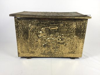 Antique Pressed Metal On Wood Chest