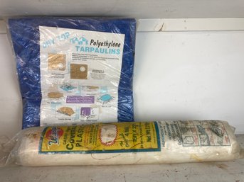 New 8 X 10 Blue Tarp & Role 4 Mil 15ft Wide Cover All Plastic Roll