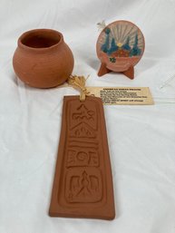Collection Of Southwestern Handmade Pottery Items Featuring American Indian Pr