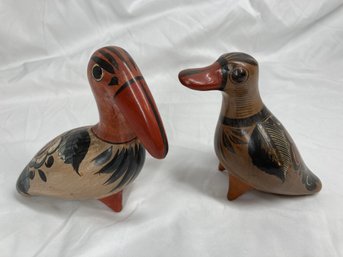 Pair Of Mexican Ceramic Birds