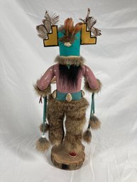13 Inch Tall Highly Detailed Tribal Figure With Blue Removable Head Dress