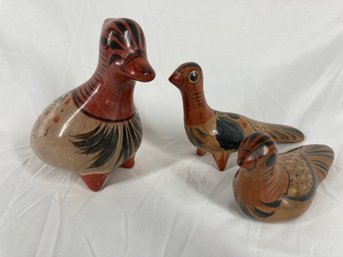 Three Mexican Made Ceramic Birds