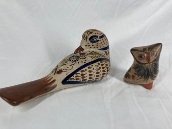 Ceramic Artisan Made Mexican Owl & Bird