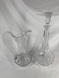 Tall Beautiful Antique Glass Ornate Picture & Decanter