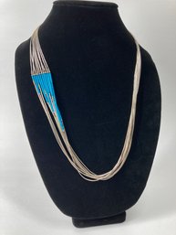 Liquid Sterling Silver 10 Strand With Turquoise Heishi Bead Necklace