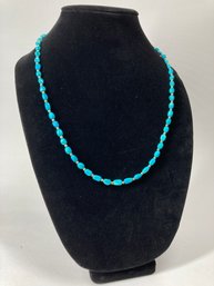 Sky Blue Turquoise Nugget & Silver Bead Necklace