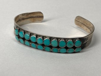 Vintage Cuff With 2 Rows Of Turquoise