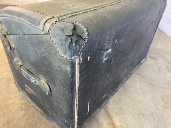 Big Antique Leather Rumble Seat Trunk