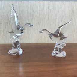 Pair Of Molded Glass Flying Geese
