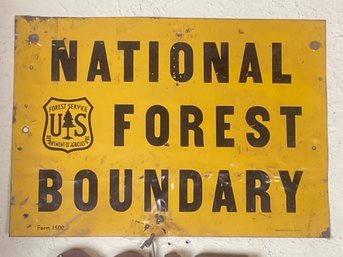 Vintage Metal National Forest Boundary Sign