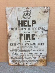 Vintage Metal Help Protect The Forests Sign