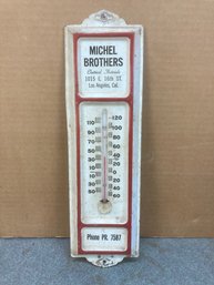 Antique Michel Brothers Pressed Metal Thermometer
