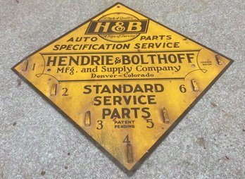 Vintage H&B Auto Parts Metal Sign