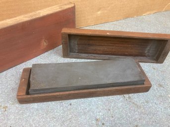 Knife Sharpening Stone In Wooden Case & Wood Sanding Block