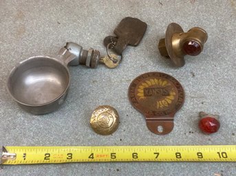 Cool Assortment Of Antique Doodads Featuring A Brass Electric Jeweled Two Sided Light (see Photos)