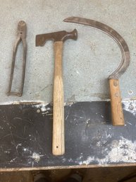 3 Pieces Featuring Antique Germantown Master BuilderMaster Builders Half Hatchet Hammer (see Photos)