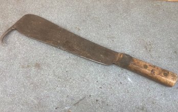 Hook Tipped Machete (See Photos For Size & Condition)