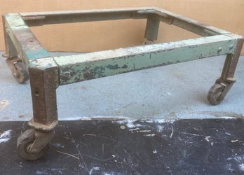 Really Cool Small Antique Green Metal  Cart With Casters