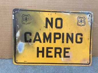 Vintage No Camping Metal Sign