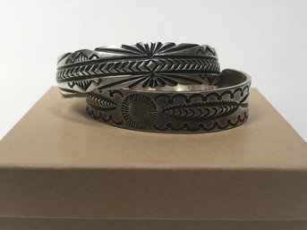 Couple Of Textured Cuffs- One With Sterling Stamp