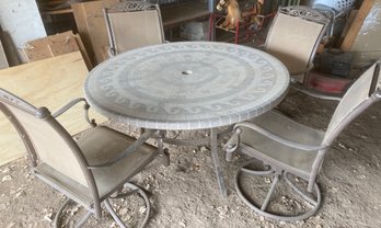 Big Patio Table With Four Comfortable Swivel Chairs (Dust/dirty)
