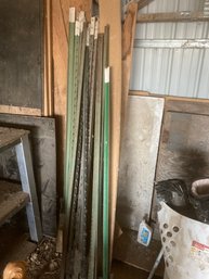 30, 6 Foot Green Steel Fence Post (2 Corners Of Shed)