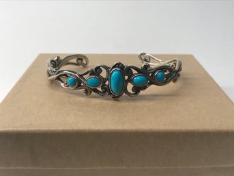 Dainty Sterling & Turquoise Bangle