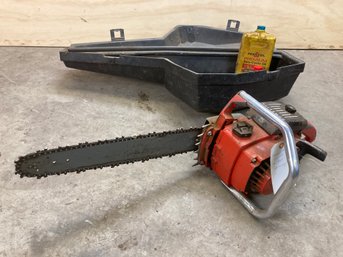 Big Homelite Brand Chainsaw In The Black Plastic Case (needs Work)