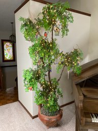 Big Unique Terra-cotta Planter Pot With Full Tree & Assortment Of Ornaments