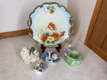 Decorative Plate & Collection Of Easter Decorations