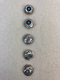 Silver & Blue Stone Button Covers