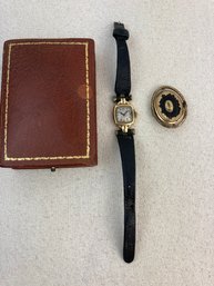 Vintage Watch (see Photos For Condition) & 2 Sided Vintage Brooch