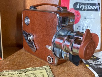 Awesome Vintage Keystone K-35 8 Mm Movie Camera With Original Box, Literature, & Filters (see Photos)