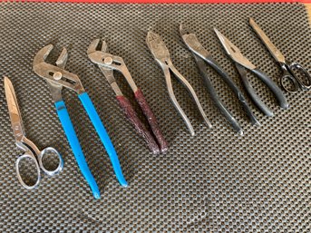 Assortment Of Pliers, Scissors, Needle Nose & Crimper