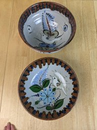 Beautiful Mexican Painted Pottery- 2 Serving Bowls